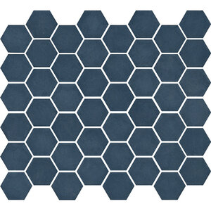 The Mosaic Factory Valencia mozaïektegel 4.3x4.9x0.5cm hexagon blauw mat voor wand en vloer en voor binnen en buiten vorstbestendig