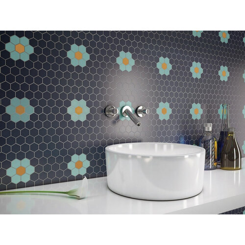 The Mosaic Factory Valencia mozaïektegel 4.3x4.9x0.5cm hexagon blauw mat voor wand en vloer en voor binnen en buiten vorstbestendig The mosaic factory The Mosaic Factory Valencia mozaïektegel 4.3x4.9x0.5cm hexagon blauw mat voor wand en vloer en voor binnen en buiten vorstbestendig