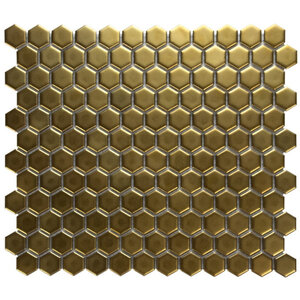 The Mosaic Factory Barcelona Hexagon Porselein Goud 2.3x2.6cm