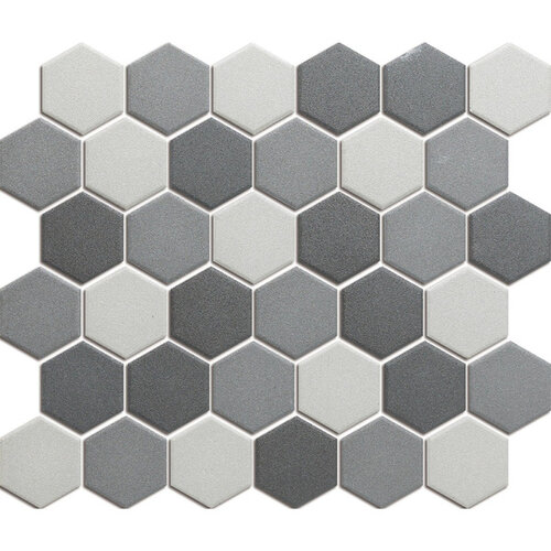 The mosaic factory The Mosaic Factory London Hexagon Porselein Donker Grijs mix 5.1x5.9cm