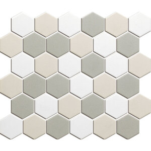 The Mosaic Factory London Hexagon Porselein Wit mix 5.1x5.9cm