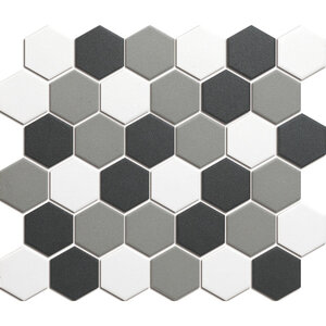 The Mosaic Factory London Hexagon Porselein Contrast mix 5.1x5.9cm