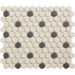 The mosaic factory The Mosaic Factory London Hexagon Porselein Wit + Zwart 2.3x2.6cm