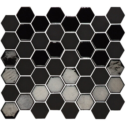 The mosaic factory The Mosaic Factory Valencia Hexagon Glas Zwart 4.3x4.9cm