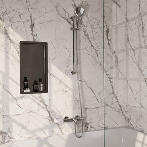 Brauer Chrome Edition Badkraan Opbouw - glijstang - 2 functies - 2 gladde knoppen - handdouche rond 3 standen - Chroom