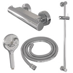 Brauer Brauer Chrome Edition Douchekraan opbouw - glijstang - 1 functie - 2 gladde knoppen - handdouche rond 3 standen - chroom