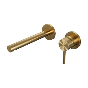 Brauer Brauer Gold Carving inbouw wastafelmengkraan | Geborsteld Goud PVD | Rechte uitloop | Rozetten | Lang smal | Rechts Brauer Gold Carving inbouw wastafelmengkraan | Geborsteld Goud PVD | Rechte uitloop | Rozetten | Lang smal | Rechts