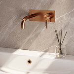 Brauer Copper Edition inbouw wastafelmengkraan | Geborsteld koper PVD | Gebogen uitloop | Achterplaat | Lang smal | Rechts Brauer Brauer Copper Edition inbouw wastafelmengkraan | Geborsteld koper PVD | Gebogen uitloop | Achterplaat | Lang smal | Rechts