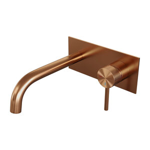 Brauer Brauer Copper Carving inbouw wastafelmengkraan | Geborsteld Koper PVD | Gebogen uitloop | Achterplaat | Lang smal | Rechts Brauer Copper Carving inbouw wastafelmengkraan | Geborsteld Koper PVD | Gebogen uitloop | Achterplaat | Lang smal | Rechts