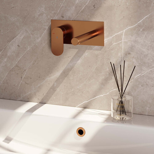 Brauer Copper Edition inbouw wastafelmengkraan | Geborsteld koper PVD | Rechte uitloop | Achterplaat | Breed plat | Links Brauer Brauer Copper Edition inbouw wastafelmengkraan | Geborsteld koper PVD | Rechte uitloop | Achterplaat | Breed plat | Links