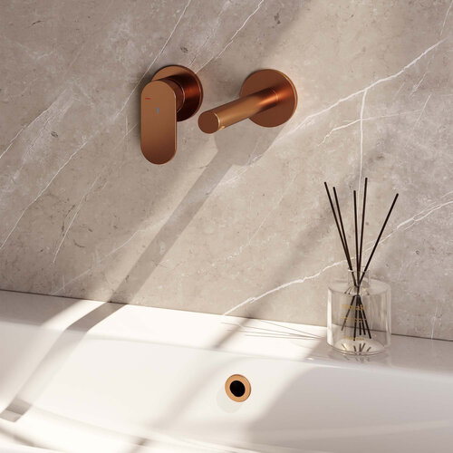 Brauer Copper Edition inbouw wastafelmengkraan | Geborsteld koper PVD | Rechte uitloop | Rozetten | Breed plat | Links Brauer Brauer Copper Edition inbouw wastafelmengkraan | Geborsteld koper PVD | Rechte uitloop | Rozetten | Breed plat | Links