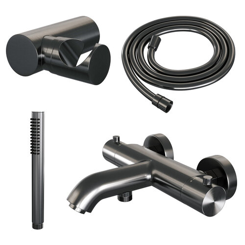 Brauer Gunmetal Edition badthermostaat met badset - 3-standen handdouche - Geborsteld gunmetal PVD | Geborsteld gunmetal PVD | Staafhanddouche Brauer Brauer Gunmetal Edition badthermostaat met badset - 3-standen handdouche - Geborsteld gunmetal PVD | Geborsteld gunmetal PVD | Staafhanddouche