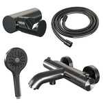 Brauer Gunmetal Edition Badkraan - douchegarnituur - handdouche rond 3 standen - gladde knop - PVD - geborsteld gunmetal | Geborsteld gunmetal PVD | Rond model Brauer Brauer Gunmetal Edition Badkraan - douchegarnituur - handdouche rond 3 standen - gladde knop - PVD - geborsteld gunmetal | Geborsteld gunmetal PVD | Rond model