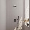 Brauer Gunmetal Edition Regendoucheset inbouw | Geborsteld Gunmetal Pvd | Staafhanddouche | 20 cm | Rechte Wandarm | Nee