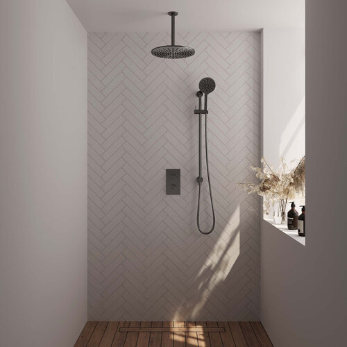 Brauer Gunmetal Edition Regendoucheset inbouw | Geborsteld gunmetal PVD | Ronde Handdouche | 30 cm | Plafondbuis | Ja Brauer Brauer Gunmetal Edition Regendoucheset inbouw | Geborsteld gunmetal PVD | Ronde Handdouche | 30 cm | Plafondbuis | Ja