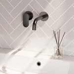 Brauer Gunmetal Edition inbouw wastafelmengkraan | Geborsteld gunmetal PVD | Gebogen uitloop | Rozetten | Breed plat | Links Brauer Brauer Gunmetal Edition inbouw wastafelmengkraan | Geborsteld gunmetal PVD | Gebogen uitloop | Rozetten | Breed plat | Links