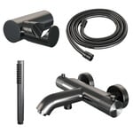 Brauer Gunmetal Carving Badkraan - douchegarnituur - handdouche staaf 1 stand - Carving knop - PVD - geborsteld gunmetal | Geborsteld gunmetal PVD | Staafmodel Brauer Brauer Gunmetal Carving Badkraan - douchegarnituur - handdouche staaf 1 stand - Carving knop - PVD - geborsteld gunmetal | Geborsteld gunmetal PVD | Staafmodel