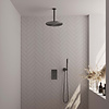 Brauer Gunmetal Carving Regendoucheset inbouw | Geborsteld Gunmetal Pvd | Staafhanddouche | 30 cm | Plafondbuis | Nee