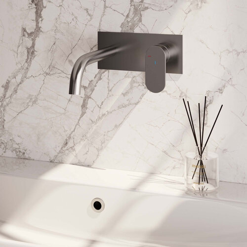 Brauer Brushed Edition inbouw wastafelmengkraan | Geborsteld RVS | Gebogen uitloop | Achterplaat | Breed plat | Rechts Brauer Brauer Brushed Edition inbouw wastafelmengkraan | Geborsteld RVS | Gebogen uitloop | Achterplaat | Breed plat | Rechts