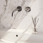 Brauer Brushed Edition inbouw wastafelmengkraan | Geborsteld RVS | Gebogen uitloop | Rozetten | Kort smal | Rechts Brauer Brauer Brushed Edition inbouw wastafelmengkraan | Geborsteld RVS | Gebogen uitloop | Rozetten | Kort smal | Rechts