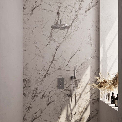 Brauer Brushed Edition Regendoucheset inbouw | Geborsteld RVS | Staafhanddouche | 30 cm | Gebogen wandarm | Nee Brauer Brauer Brushed Edition Regendoucheset inbouw | Geborsteld RVS | Staafhanddouche | 30 cm | Gebogen wandarm | Nee