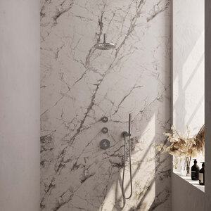 Brauer Brauer Brushed Edition Regendoucheset inbouw | Geborsteld RVS | Staafhanddouche | 20 cm | Gebogen wandarm | Nee Brauer Brushed Edition Regendoucheset inbouw | Geborsteld RVS | Staafhanddouche | 20 cm | Gebogen wandarm | Nee