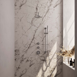 Brauer Brauer Brushed Edition Regendoucheset inbouw | Geborsteld RVS | Staafhanddouche | 20 cm | Gebogen wandarm | Ja Brauer Brushed Edition Regendoucheset inbouw | Geborsteld RVS | Staafhanddouche | 20 cm | Gebogen wandarm | Ja