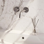 Brauer Brushed Edition inbouw wastafelmengkraan | Geborsteld RVS | Gebogen uitloop | Rozetten | Middel dik | Links Brauer Brauer Brushed Edition inbouw wastafelmengkraan | Geborsteld RVS | Gebogen uitloop | Rozetten | Middel dik | Links