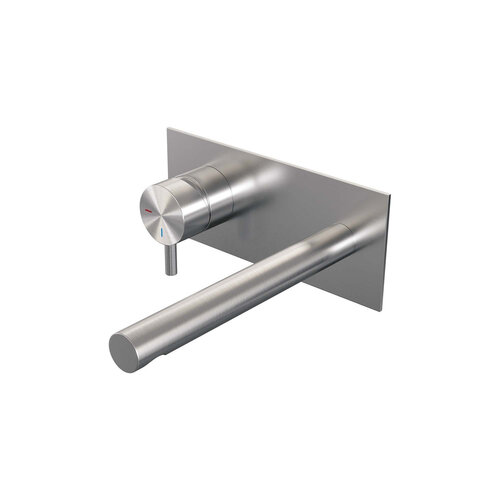 Brauer Brushed Edition inbouw wastafelmengkraan | Geborsteld RVS | Rechte uitloop | Achterplaat | Kort smal | Links Brauer Brauer Brushed Edition inbouw wastafelmengkraan | Geborsteld RVS | Rechte uitloop | Achterplaat | Kort smal | Links