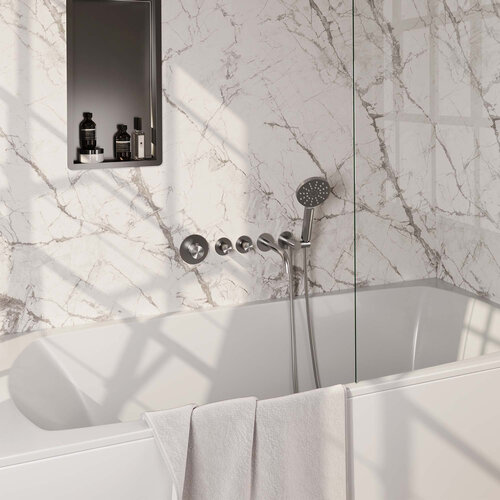 Brauer Carving inbouw badthermostaat met uitloop - Geborsteld RVS PVD | Geborsteld RVS | Ronde Handdouche Brauer Brauer Carving inbouw badthermostaat met uitloop - Geborsteld RVS PVD | Geborsteld RVS | Ronde Handdouche