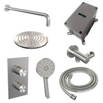 Brauer Brushed Carving Regendoucheset inbouw | Geborsteld RVS | 20 cm | Nee | Gebogen wandarm | Ronde Handdouche Brauer Brauer Brushed Carving Regendoucheset inbouw | Geborsteld RVS | 20 cm | Nee | Gebogen wandarm | Ronde Handdouche