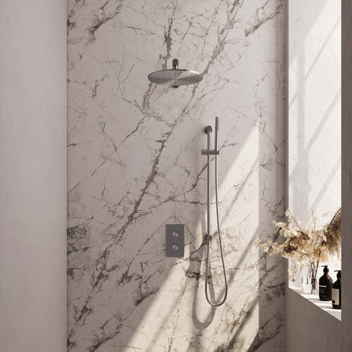 Brauer Brushed Carving Regendoucheset inbouw | Geborsteld RVS | 30 cm | Ja | Rechte wandarm | Staafhanddouche Brauer Brauer Brushed Carving Regendoucheset inbouw | Geborsteld RVS | 30 cm | Ja | Rechte wandarm | Staafhanddouche