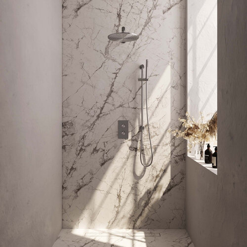 Brauer Brushed Carving Regendoucheset inbouw | Geborsteld RVS | 30 cm | Ja | Rechte wandarm | Staafhanddouche Brauer Brauer Brushed Carving Regendoucheset inbouw | Geborsteld RVS | 30 cm | Ja | Rechte wandarm | Staafhanddouche