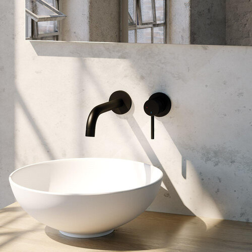 Brauer Black Edition inbouw wastafelmengkraan | Mat zwart | Gebogen uitloop | Rozetten | Kort smal | Rechts Brauer Brauer Black Edition inbouw wastafelmengkraan | Mat zwart | Gebogen uitloop | Rozetten | Kort smal | Rechts