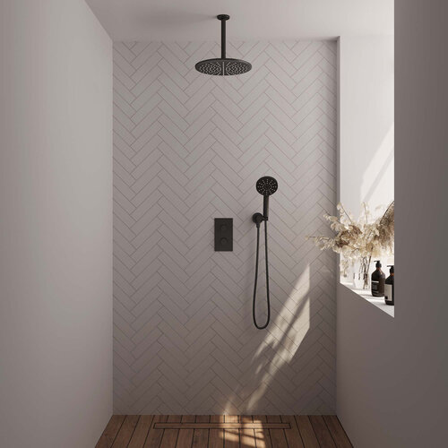 Brauer Black Carving Regendoucheset inbouw | Mat zwart | 30 cm | Nee | Plafondbuis | Ronde Handdouche Brauer Brauer Black Carving Regendoucheset inbouw | Mat zwart | 30 cm | Nee | Plafondbuis | Ronde Handdouche