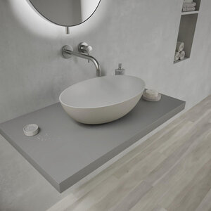 Ideavit Solidthin waskom - 50x50x14.5cm - Solid surface - Ovaal - Mat Grijs