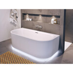 Riho Riho Desire back to wall half vrijstaand ligbad met overloop 180x84cm met Sifon met LED plint Glans Wit