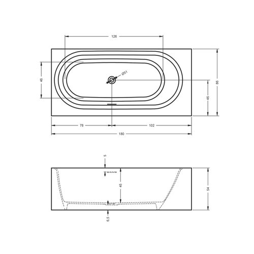 Riho Riho Madrid Vrijstaand Bad 180X86X54cm Solid Surface Mat Wit