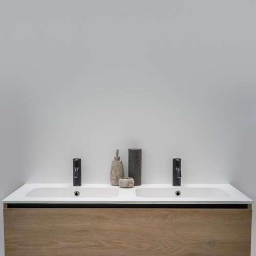 Riho Riho Graph-It badkamermeubelset 120x46x57.25cm met Spiegelkast met verlichting Greeploos 2 kraangaten Café au Lait
