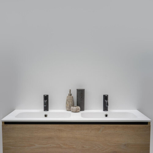 Riho Riho Graph-It badkamermeubelset 120x46x57.25cm met Spiegelkast met verlichting Greeploos open onderkant 2 kraangaten Café au Lait