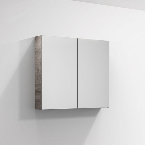 Riho Riho Graph-It badkamermeubelset 80x46x57.25cm met Spiegelkast met verlichting Greeploos 1 kraangat Smoke