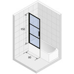 Riho Riho Grid badwand 80x150cm rechts zwart profiel en helder glas