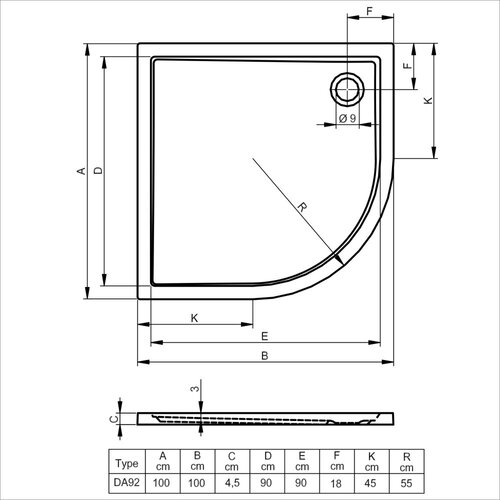 Riho RIHO Zurich 284 douchebak 100x100x4,5cm R55 Wit