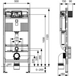 Tece TECEprofil inbouwreservoir 112cm hoog frontbediening