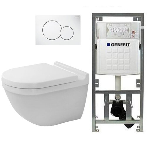 Duravit Duravit Starck 3 toiletset met Geberit inbouwreservoir toiletzitting met softclose zitting en sigma01 bedieningsplaat wit