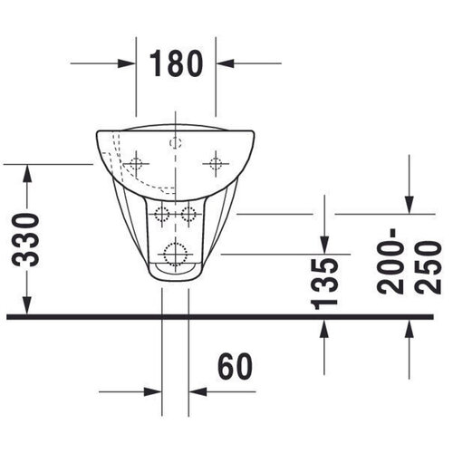 Duravit Duravit D Code wandbidet 35.5x54.5cm met kraangat met overloop wit