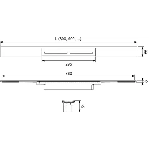 Tece TECEdrainprofile douchegoot profielset 80cm geborsteld koper PVD