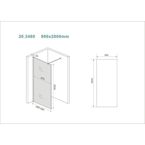 Wiesbaden Slim glasplaat rookglas 90x200 8mm nano Wiesbaden Wiesbaden Slim glasplaat rookglas 90x200 8mm nano