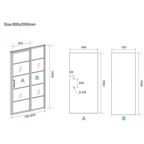 Wiesbaden Wiesbaden Horizon nisdeur R/L met vast deel 80cm 8mm NANO