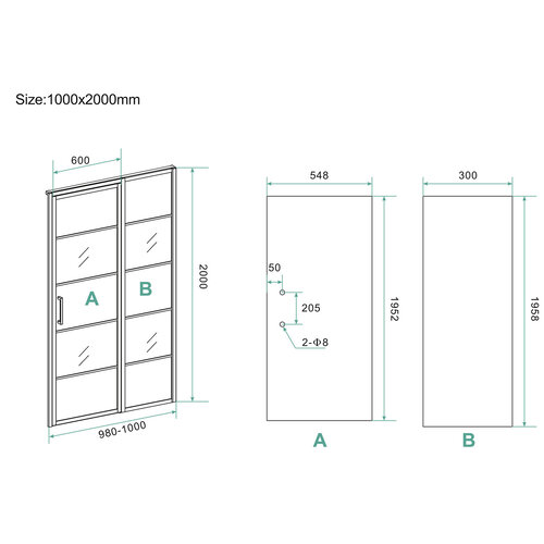 Wiesbaden Wiesbaden Horizon nisdeur R/L met vast deel 100cm 8mm NANO